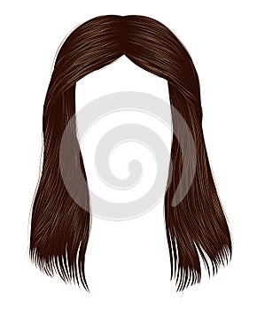 Trendy woman long hairs brunette brown brunette colors.beauty fashion .  realistic  graphic 3d