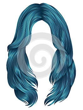 Trendy woman long hairs colors . beauty fashion . realistic