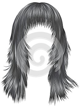 Trendy woman long hairs gray colors . beauty fashion . realist
