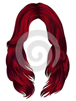 Trendy woman long hairs Red colors .beauty fashion .