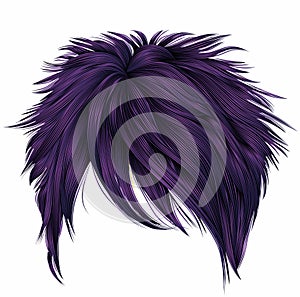 Trendy woman short hairs purple colors . fringe . fashion beauty style