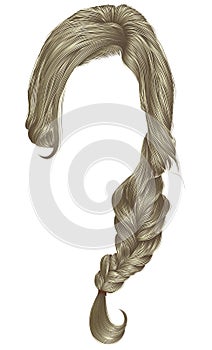 Trendy women hairs blond colour . plait . fashion beauty