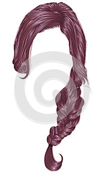 Trendy women hairs copper pink colour . plait . fashion beauty