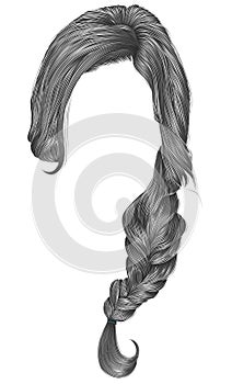 Trendy women hairs gray colour . plait . fashion beauty style . photo