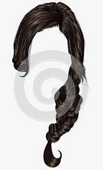 Trendy women hairs pigtail . braid plait . fashion beauty style . photo
