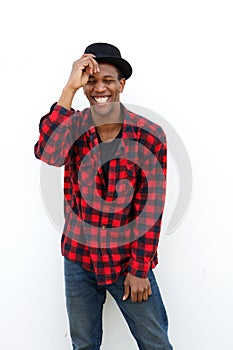 Trendy young man laughing