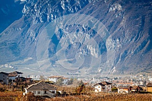 Trento suburbs with mountain background