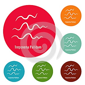 Treponema Pallidum icons circle set vector