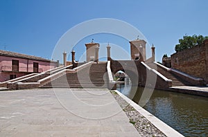 Trepponti bridge. Comacchio. Emilia-Romagna. Italy