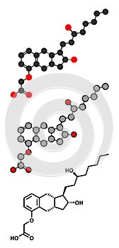 Treprostinil pulmonary arterial hypertension drug molecule. Synthetic analog of prostacyclin (PGI2 photo