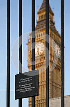 Trespass sign and Big Ben photo