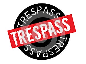 Trespass stamp on white photo