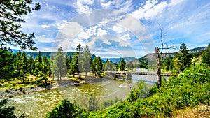 Trestle Bridge over the Nicola River as it flows along Highway 8 from the town of Merritt to the Fraser River