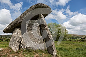 Trethevy Quoit neolithic burial chamber in Cornwall, UK