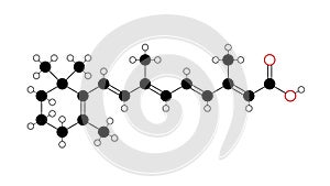 tretinoin molecule, structural chemical formula, ball-and-stick model, isolated image all-trans retinoic acid