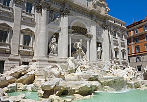 Trevi fountain baroque architecture and landmark in Rome, Italy.