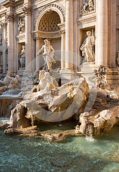 Trevi fountain details in Rome Italy