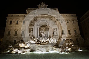 The Trevi Fountain, Fontana di Trevi, by night, Rome, Italy