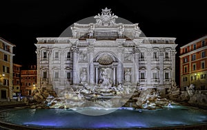 Trevi fountain (Fontana di Trevi) at night in Rome