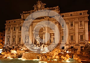 The Trevi fountain at night