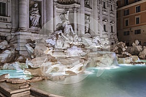 The Trevi fountain at night, Rome