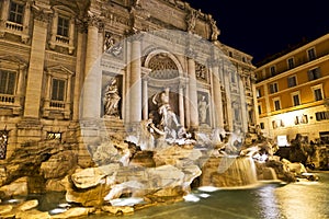 The Trevi Fountain at night, Rome,