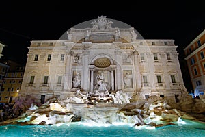 Trevi Fountain at night in Rome, Italy