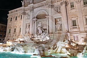 Trevi Fountain at night in Rome, Italy