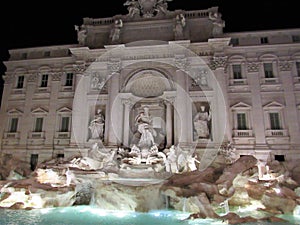 Trevi Fountain at night in Rome, Italy