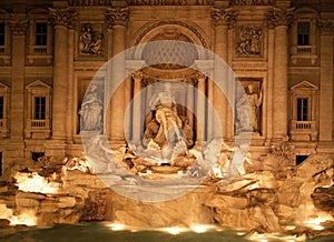 Trevi fountain at night, Rome, Italy.