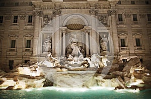 Trevi Fountain at night, Rome, Italy.