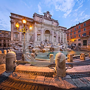 Trevi Fountain and Piazza di Trevi in the Morning, Rome, Italy