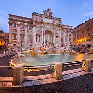 Trevi Fountain and Piazza di Trevi in the Morning, Rome, Italy