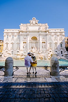 Trevi Fountain, rome, Italy. City trip Rome couple on city trip in Rome, view of Di Trevi fountain in Rome, Italy