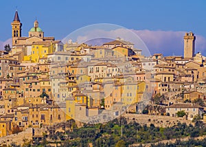 Trevi historical center, typical mediaeval village in Umbria, Italy