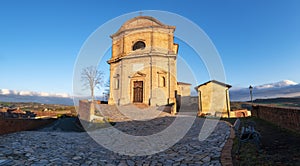 Treville Alessandria: the church from the viewpoint. Color image