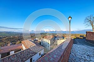 Treville Alessandria: the village roofs from its viewpoint. Color image