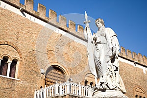 Treviso - Statue dedicated to the Dead of the Fatherland and Palazzo dei Trecento behind - Piazza Indipendenza photo