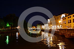 Treviso town by night, Italy, Europe