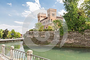 Treviso Waterfront view of the historical architecture and river canal