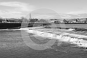 Trews weir on the river Exe