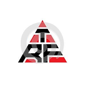 TRF triangle letter logo design with triangle shape. TRF triangle logo design monogram. TRF triangle vector logo template with red