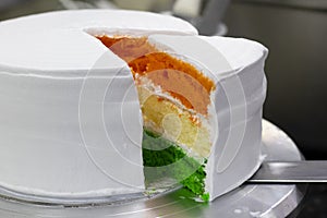 Tri Color layered Sliced sponge cake Independence Day/Republic Day Special 15th August/26th January India