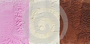 Tri colored ice cream closeup photo