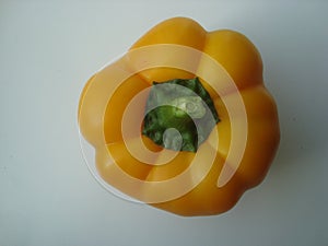 Tri-colored peppers, top view