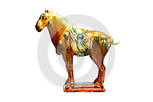 Tri-colour Tang Pottery horse by ancient china