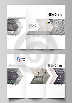 Tri-fold brochure business templates on both sides. Easy editable abstract vector layout in flat design. Chemistry