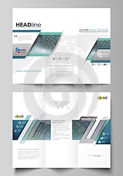 Tri-fold brochure business templates on both sides. Easy editable abstract vector layout in flat design. Technology