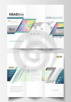 Tri-fold brochure business templates on both sides. Easy editable layout in flat style, vector illustration. Colorful