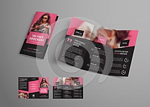 Tri-fold brochure template with diagonal elements and a place for a photo